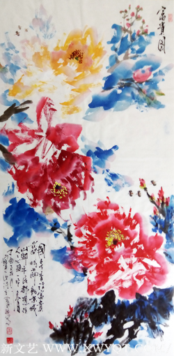 吴宝民作品 《富贵图》 137cmx70cm
